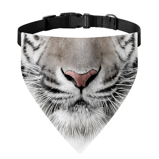White Tiger Portrait Print Over The Collar Dog Bandana
