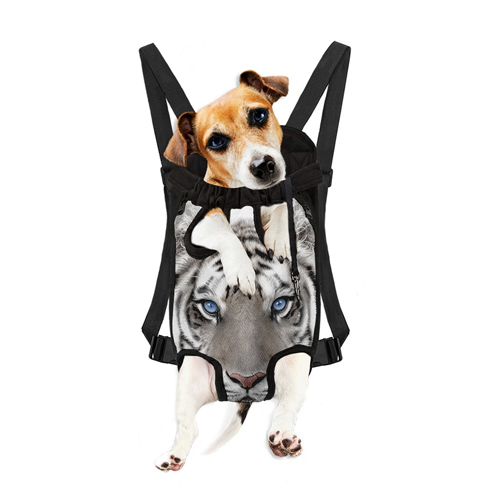 White Tiger Portrait Print Pet Carrier Backpack