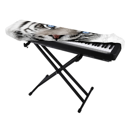 White Tiger Portrait Print Piano Keyboard Cover