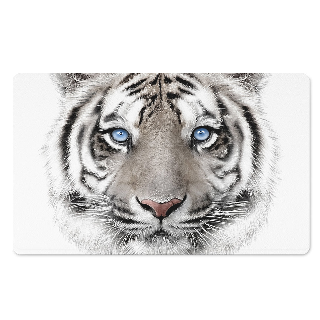 White Tiger Portrait Print Polyester Doormat