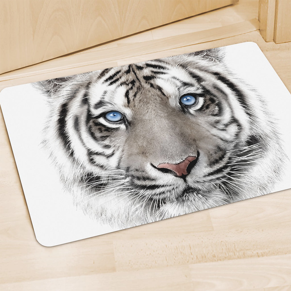 White Tiger Portrait Print Polyester Doormat