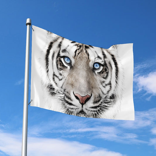 White Tiger Portrait Print Polyester Flag