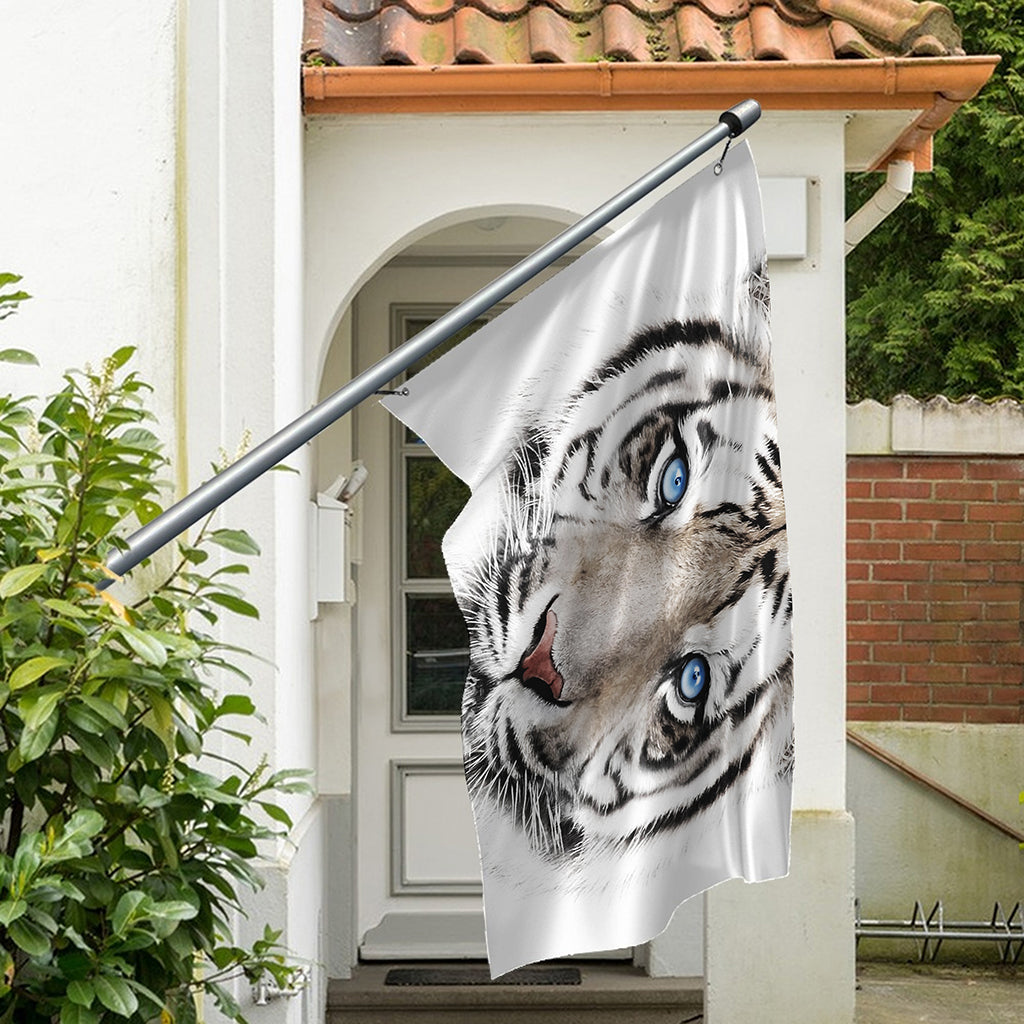 White Tiger Portrait Print Polyester Flag