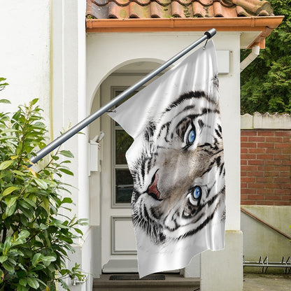 White Tiger Portrait Print Polyester Flag