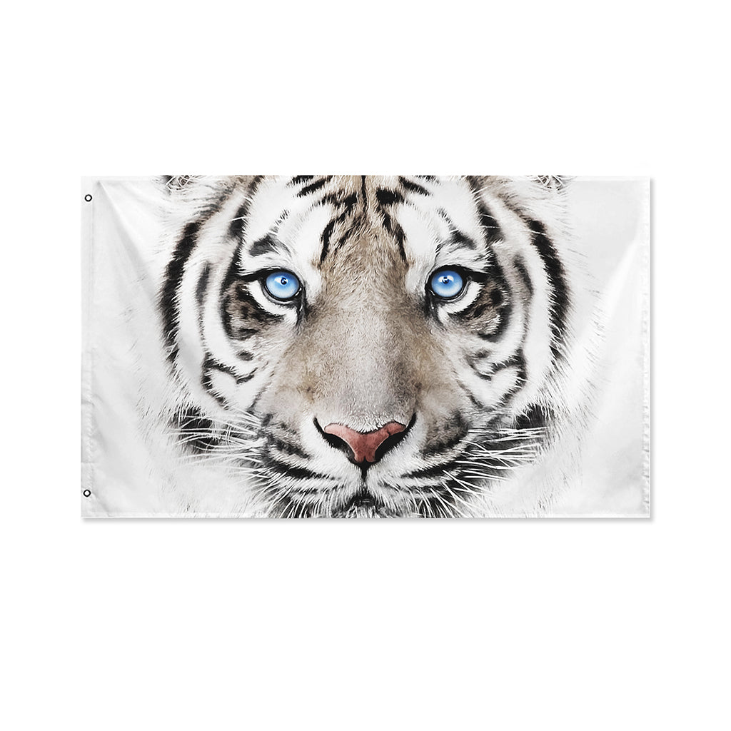 White Tiger Portrait Print Polyester Flag