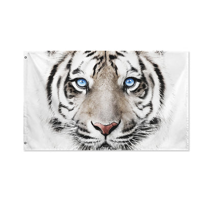 White Tiger Portrait Print Polyester Flag