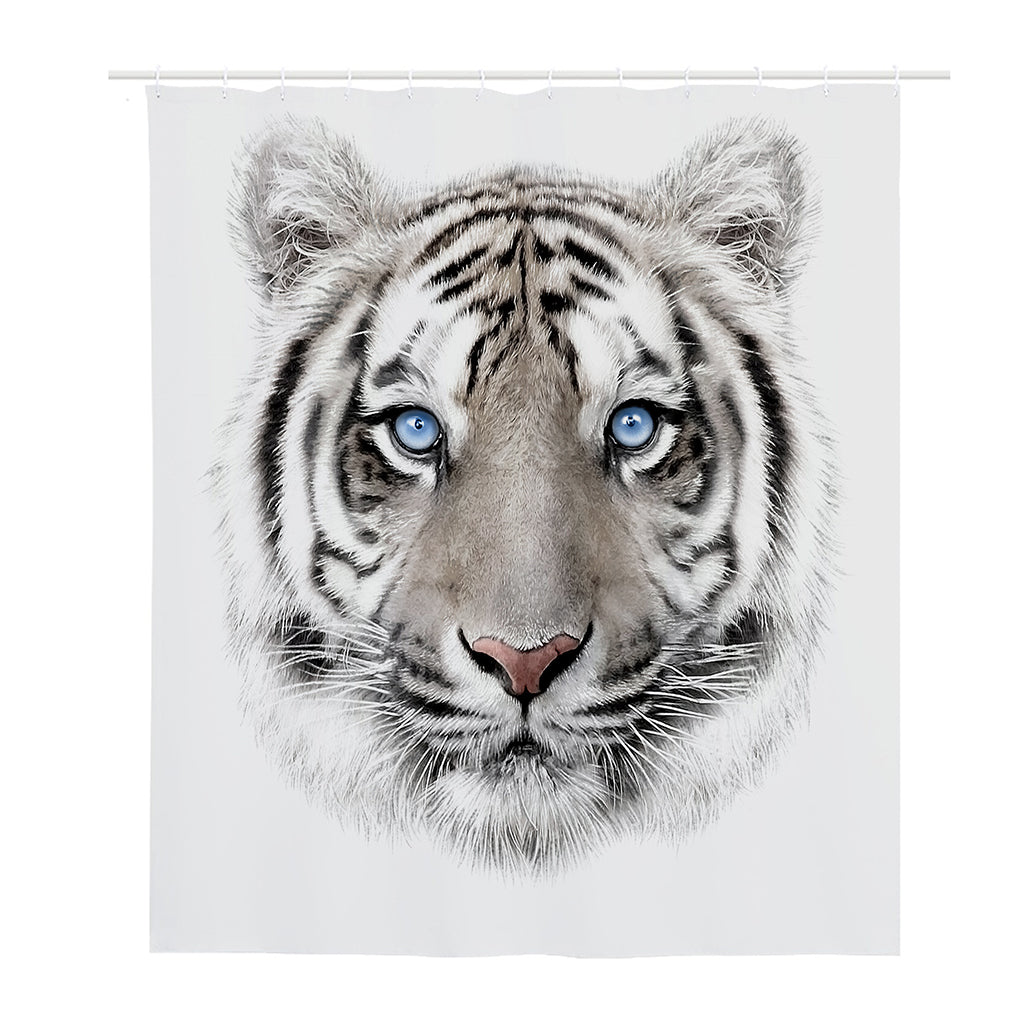 White Tiger Portrait Print Polyester Shower Curtain
