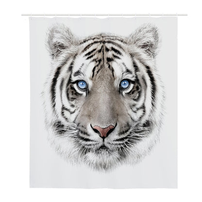 White Tiger Portrait Print Polyester Shower Curtain
