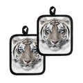 White Tiger Portrait Print Pot Holders