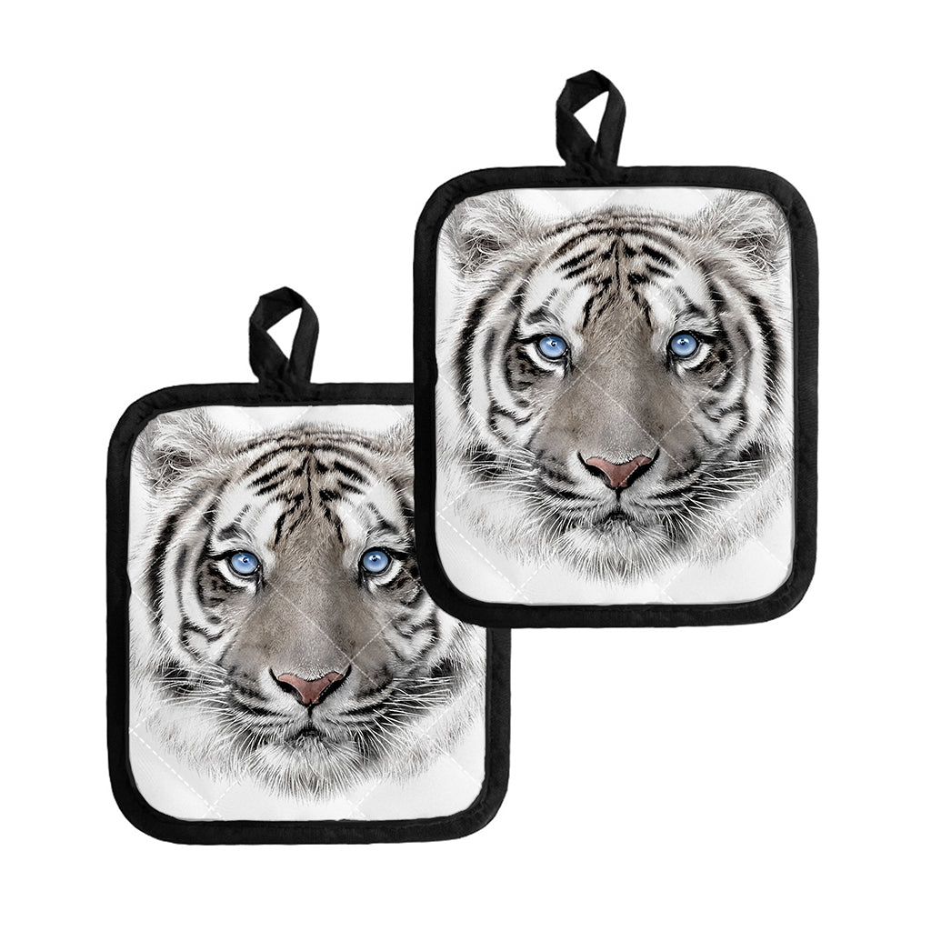 White Tiger Portrait Print Pot Holders