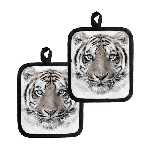 White Tiger Portrait Print Pot Holders
