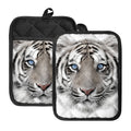 White Tiger Portrait Print Pot Holders With Pocket