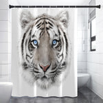 White Tiger Portrait Print Premium Shower Curtain