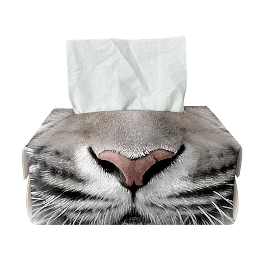 White Tiger Portrait Print Rectangle Tissue Box Cover
