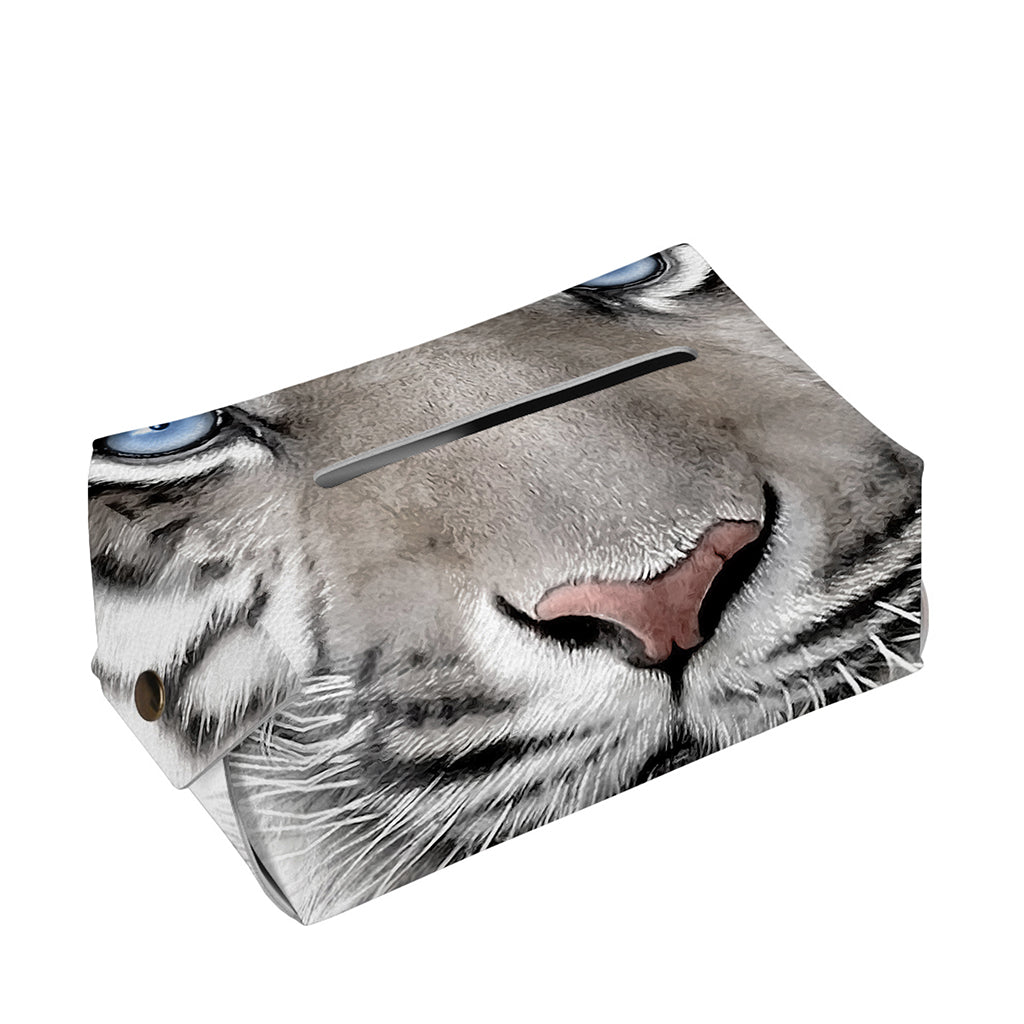 White Tiger Portrait Print Rectangle Tissue Box Cover