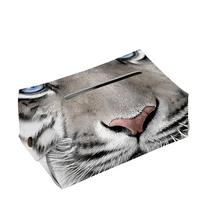 White Tiger Portrait Print Rectangle Tissue Box Cover