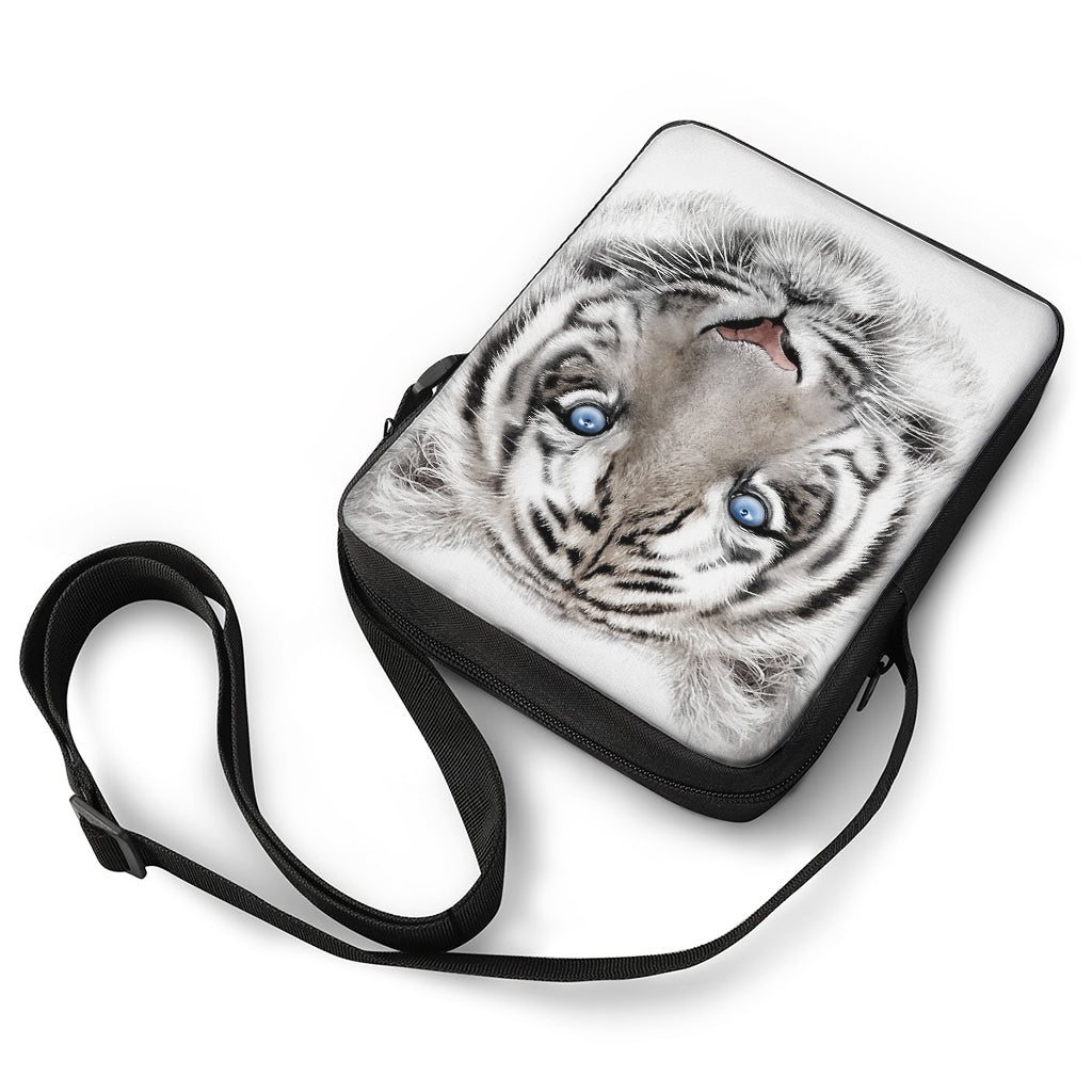 White Tiger Portrait Print Rectangular Crossbody Bag