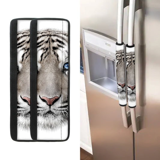 White Tiger Portrait Print Refrigerator Handle Covers