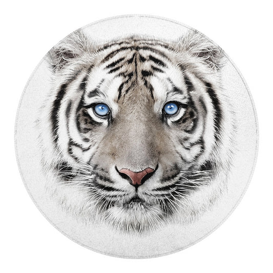 White Tiger Portrait Print Round Blanket