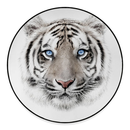 White Tiger Portrait Print Round Floor Mat