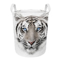 White Tiger Portrait Print Round Laundry Basket