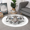 White Tiger Portrait Print Round Rug