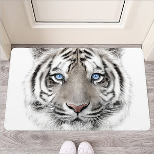 White Tiger Portrait Print Rubber Doormat