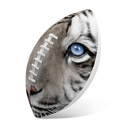 White Tiger Portrait Print Rugby Ball