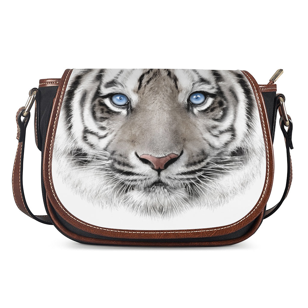 White Tiger Portrait Print Saddle Bag