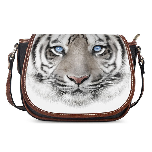 White Tiger Portrait Print Saddle Bag
