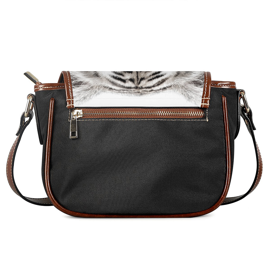 White Tiger Portrait Print Saddle Bag