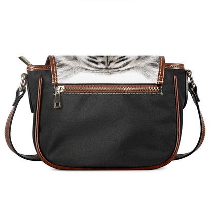 White Tiger Portrait Print Saddle Bag