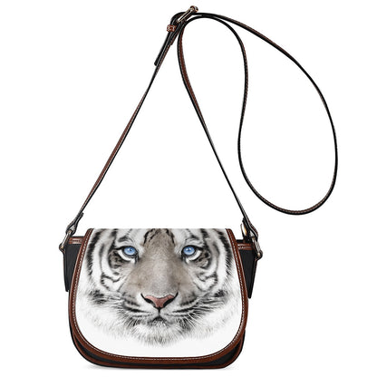 White Tiger Portrait Print Saddle Bag