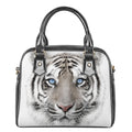 White Tiger Portrait Print Shoulder Handbag