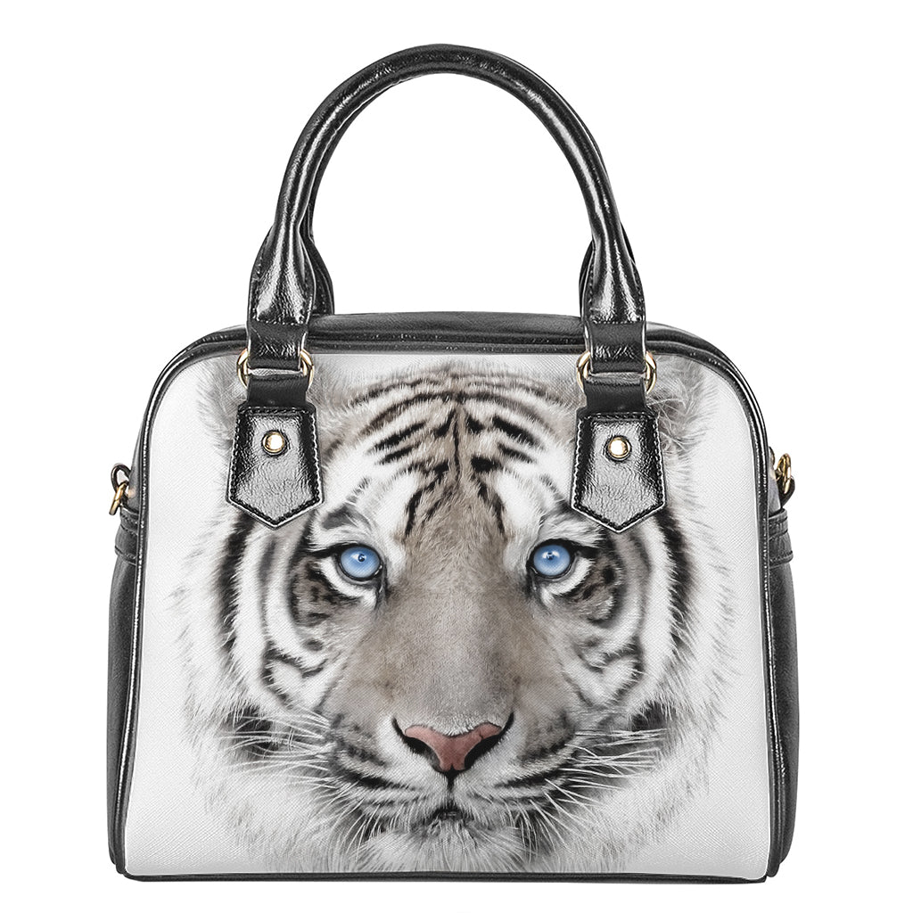 White Tiger Portrait Print Shoulder Handbag