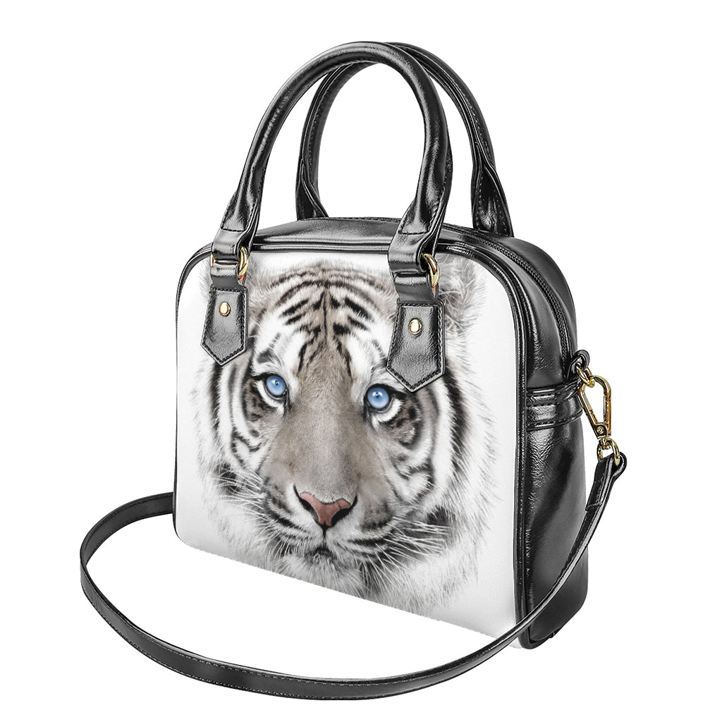 White Tiger Portrait Print Shoulder Handbag