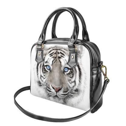 White Tiger Portrait Print Shoulder Handbag