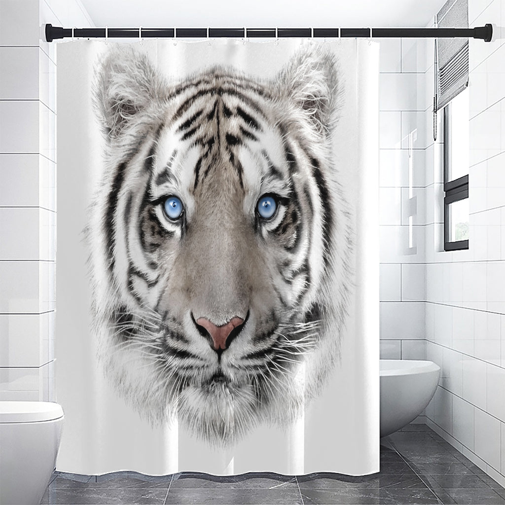 White Tiger Portrait Print Shower Curtain