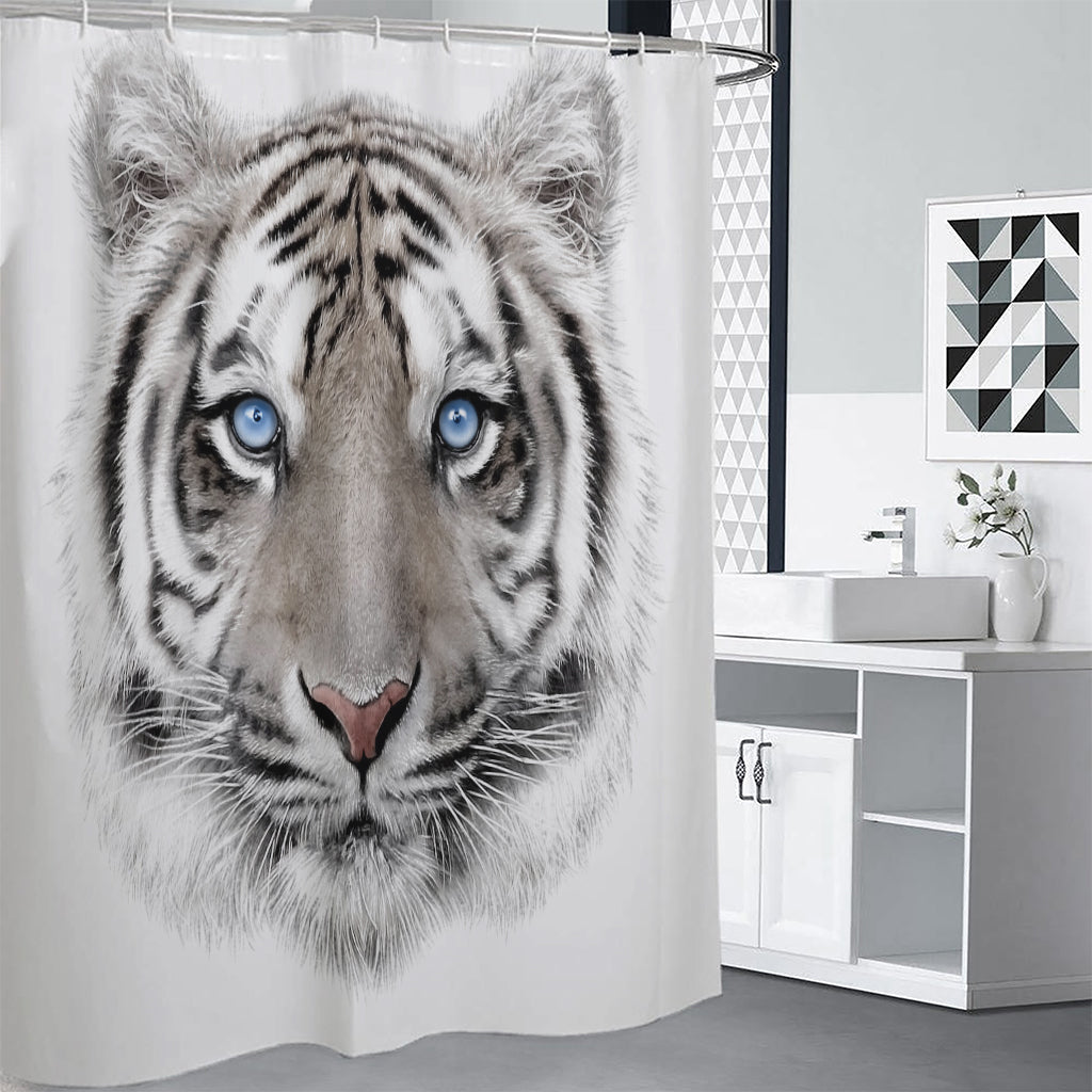 White Tiger Portrait Print Shower Curtain