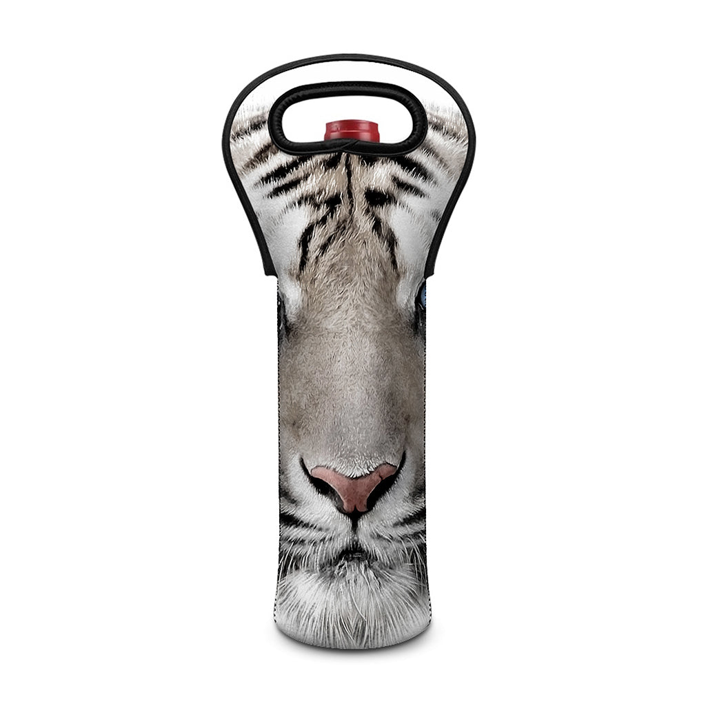 White Tiger Portrait Print Single Neoprene Wine Tote