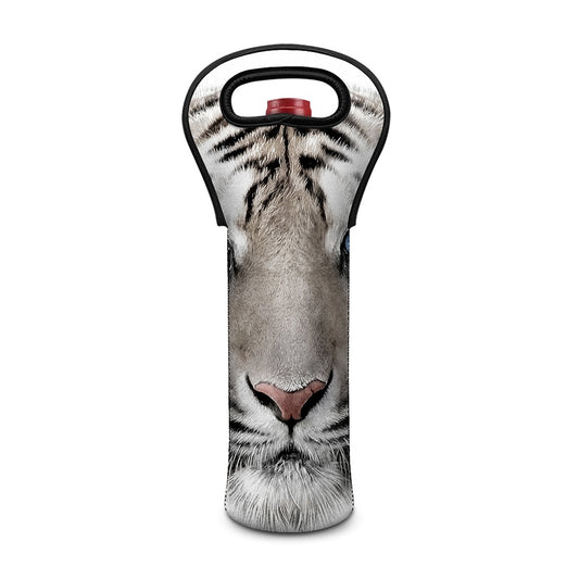 White Tiger Portrait Print Single Neoprene Wine Tote