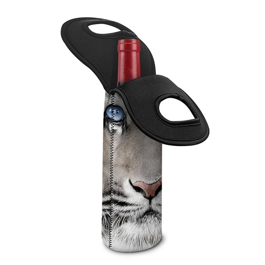 White Tiger Portrait Print Single Neoprene Wine Tote
