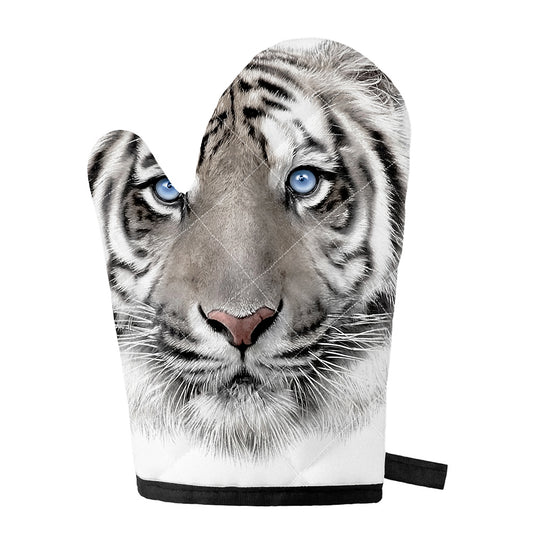 White Tiger Portrait Print Single Oven Mitt