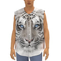 White Tiger Portrait Print Sleeveless Baseball Jersey