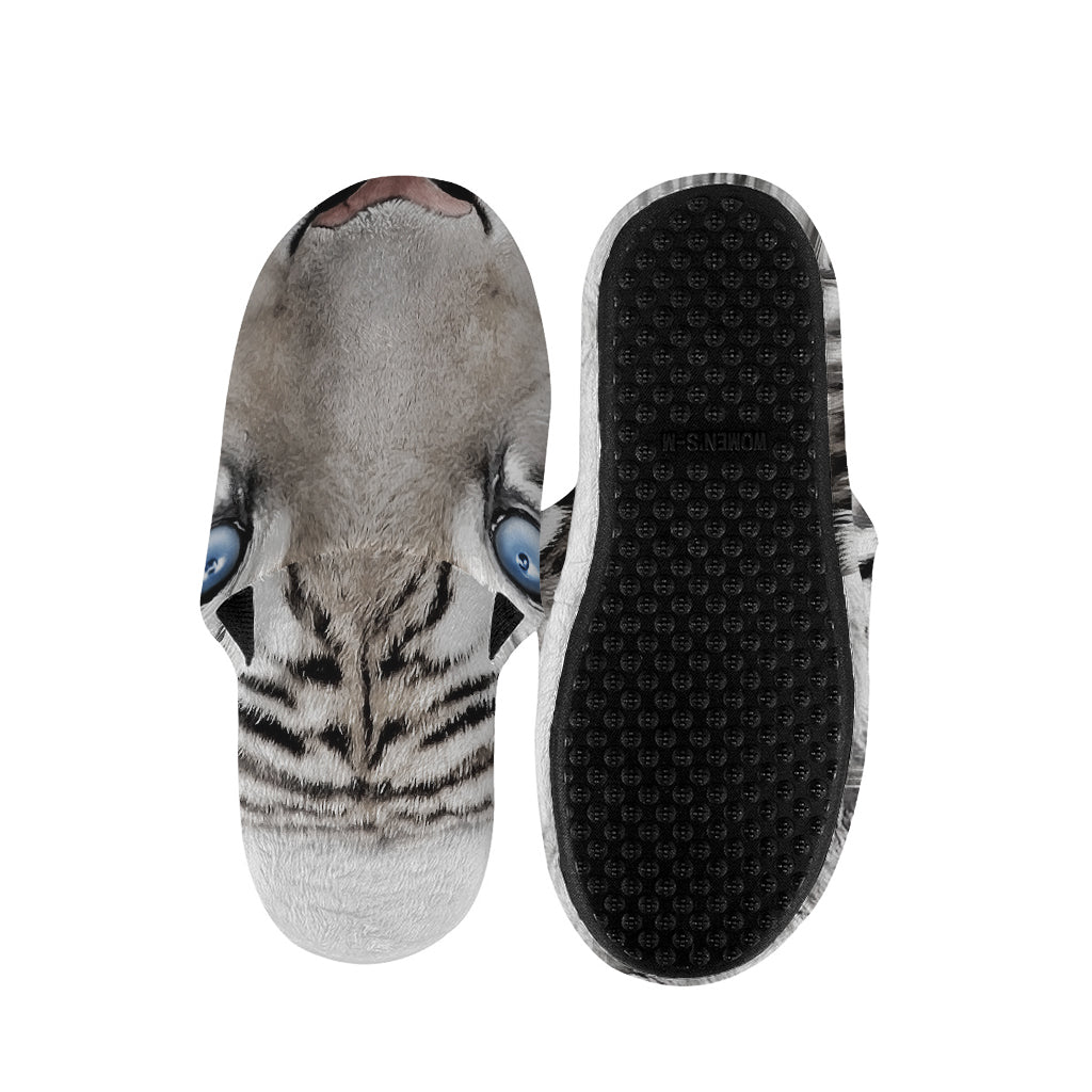 White Tiger Portrait Print Slippers