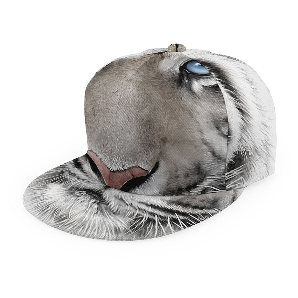 White Tiger Portrait Print Snapback Cap