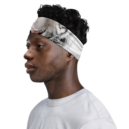 White Tiger Portrait Print Sports Headband