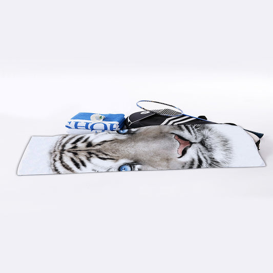 White Tiger Portrait Print Sports Towel