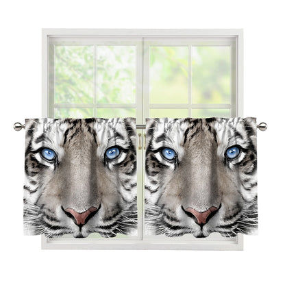 White Tiger Portrait Print Tier Curtains