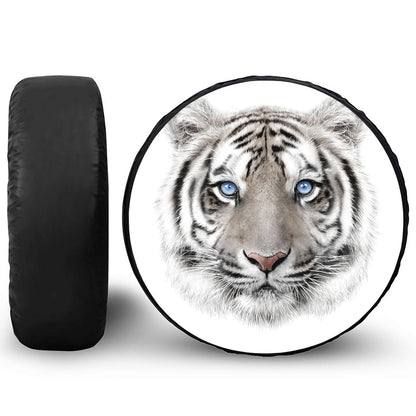 White Tiger Portrait Print Tire Cover